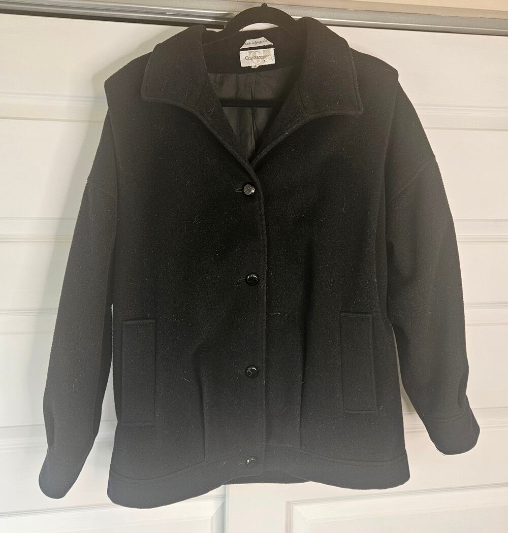 Glenbrook Vintage Pure New Wool Mock Neck Pleated Button Up Jacket Size 12